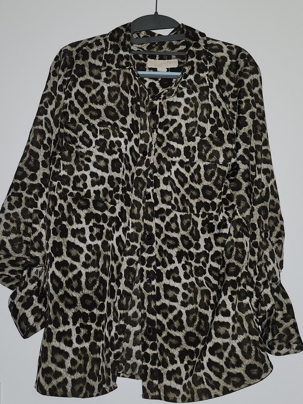 Michael Kors Leopard Print Button-Front Women’s Blouse - Brown/Black